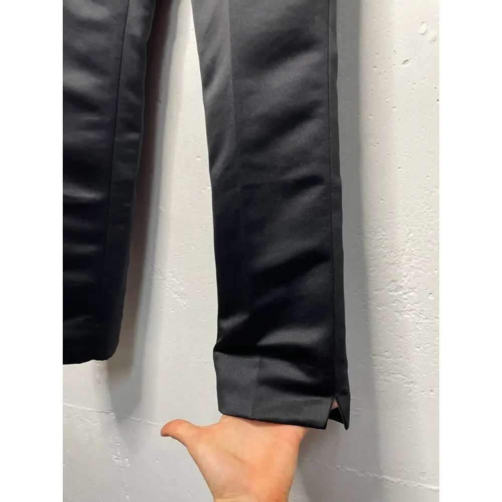 NEW J.Crew Womens Satin Straight Leg Trousers Black Size 00